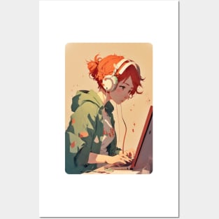 Redhead Anime Programming Girl Posters and Art